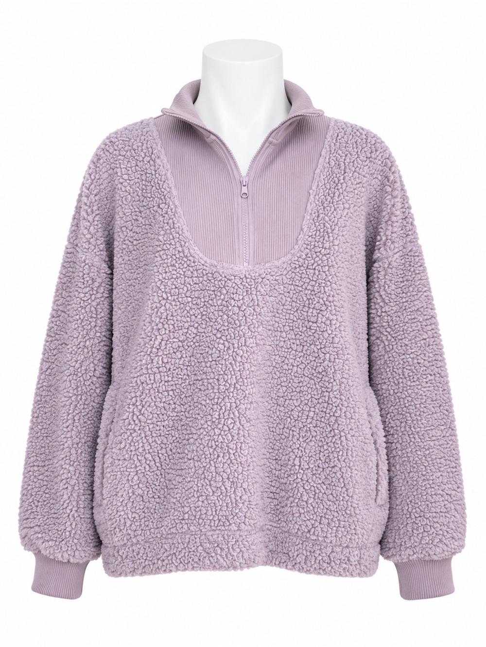 Size L Aerie Women’s OFFLINE OTT Fleece Oversized Quarter Zip Sherpa Pullover